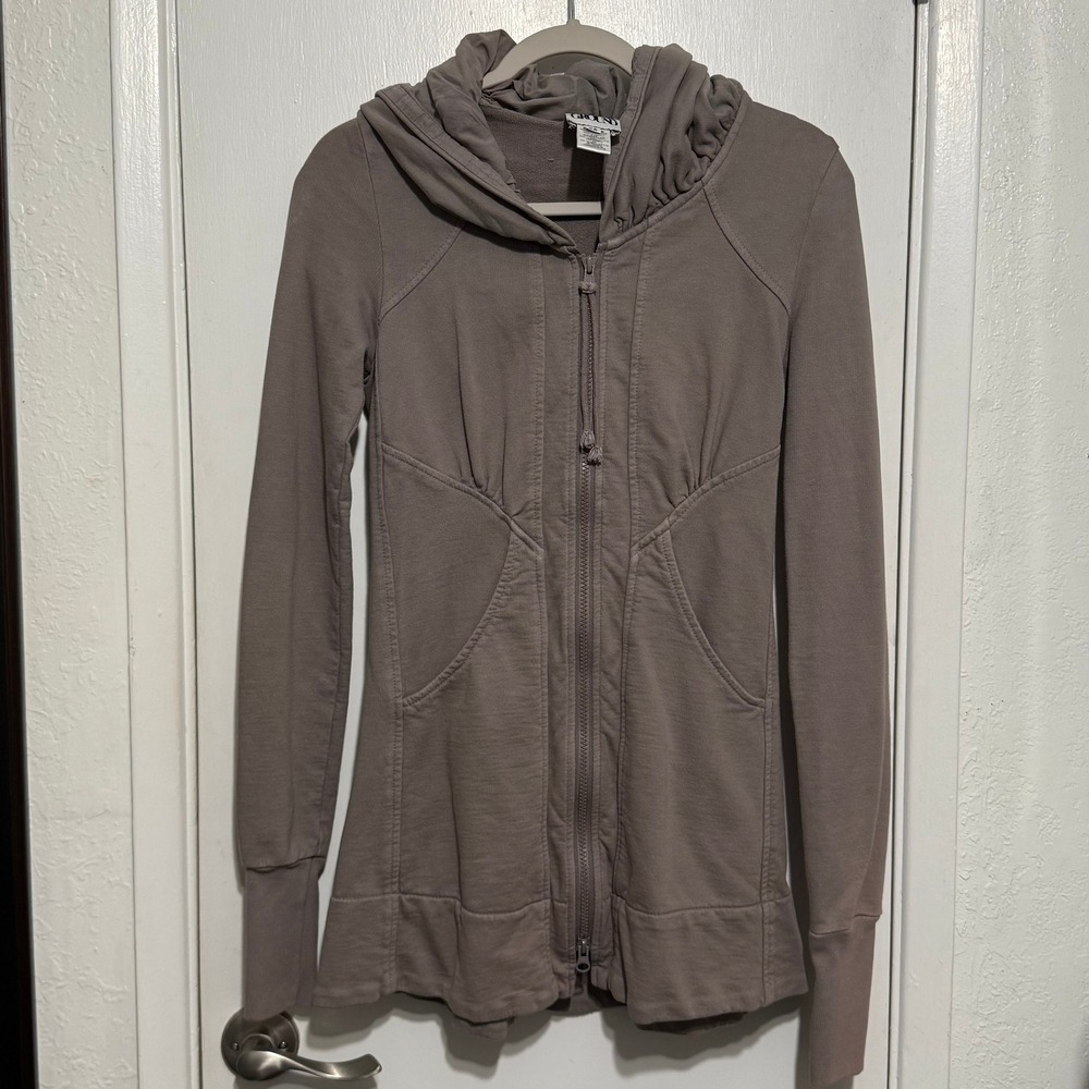 Prairie Underground Long Cloak Hoodie Taupe Organic Cotton XS Made in USA